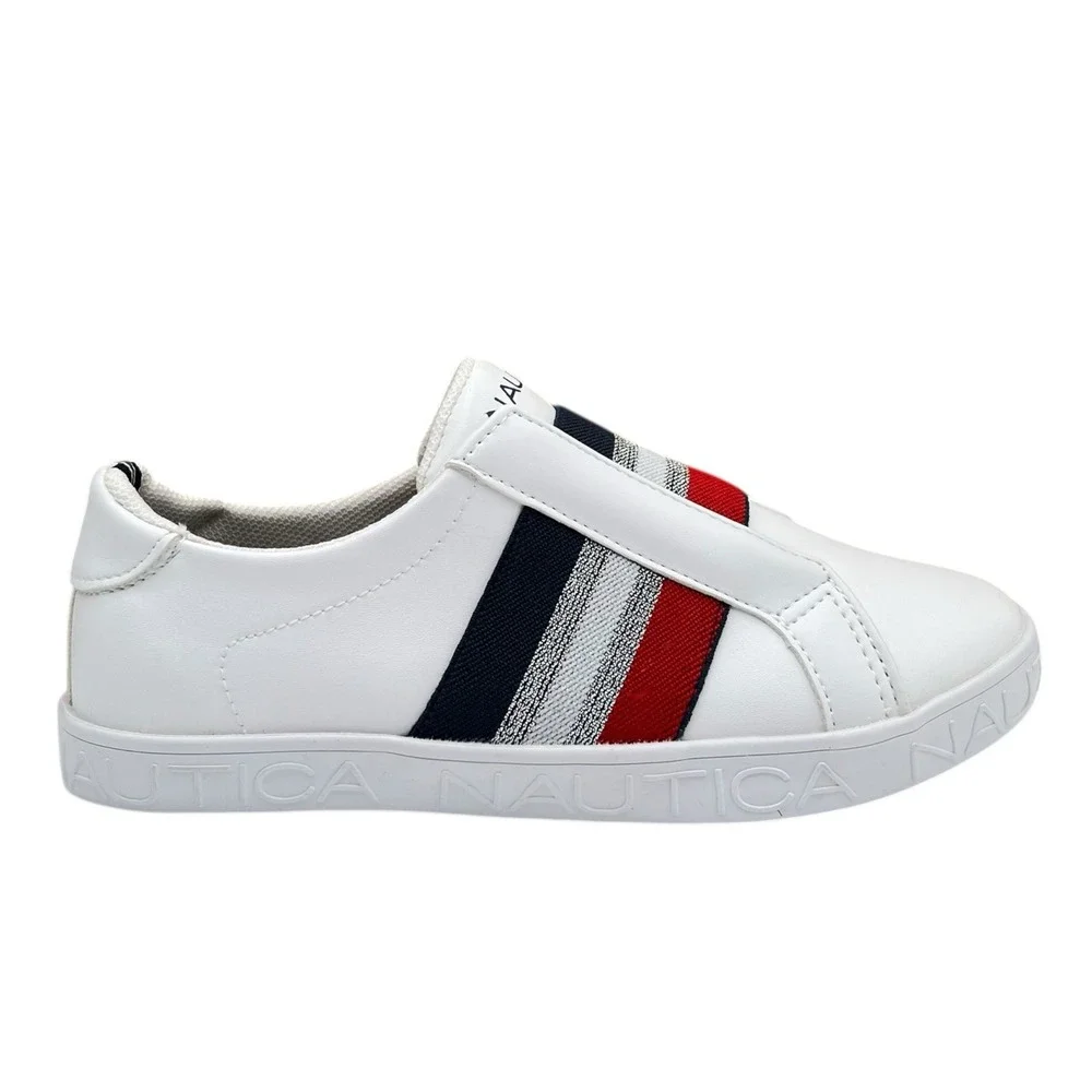 Nautica Youth Girls Fashion Sneaker Size 5 White Multicolor Slip On Casual Shoes